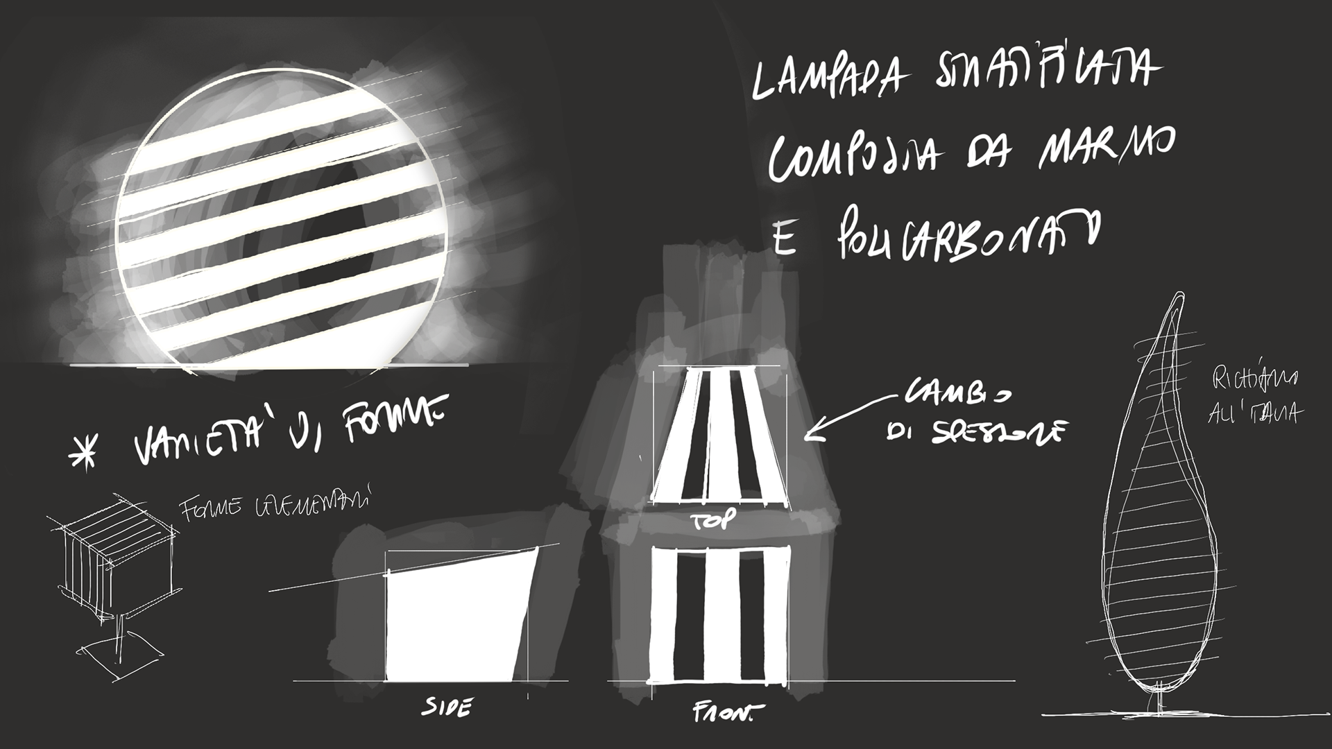 Sketches and concepts – creative reuse of marble waste 1
