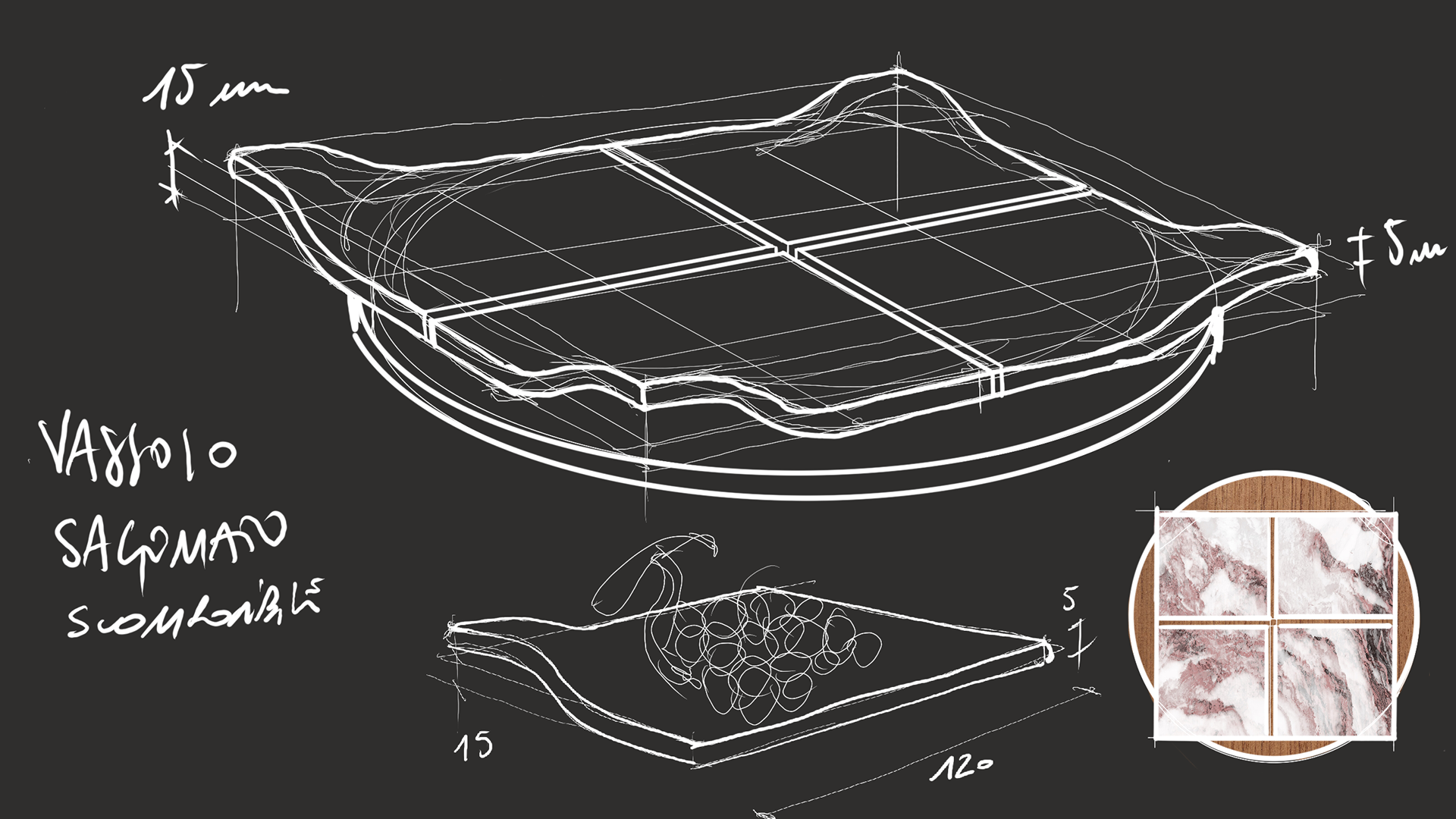 Sketches and concepts – creative reuse of marble waste 6