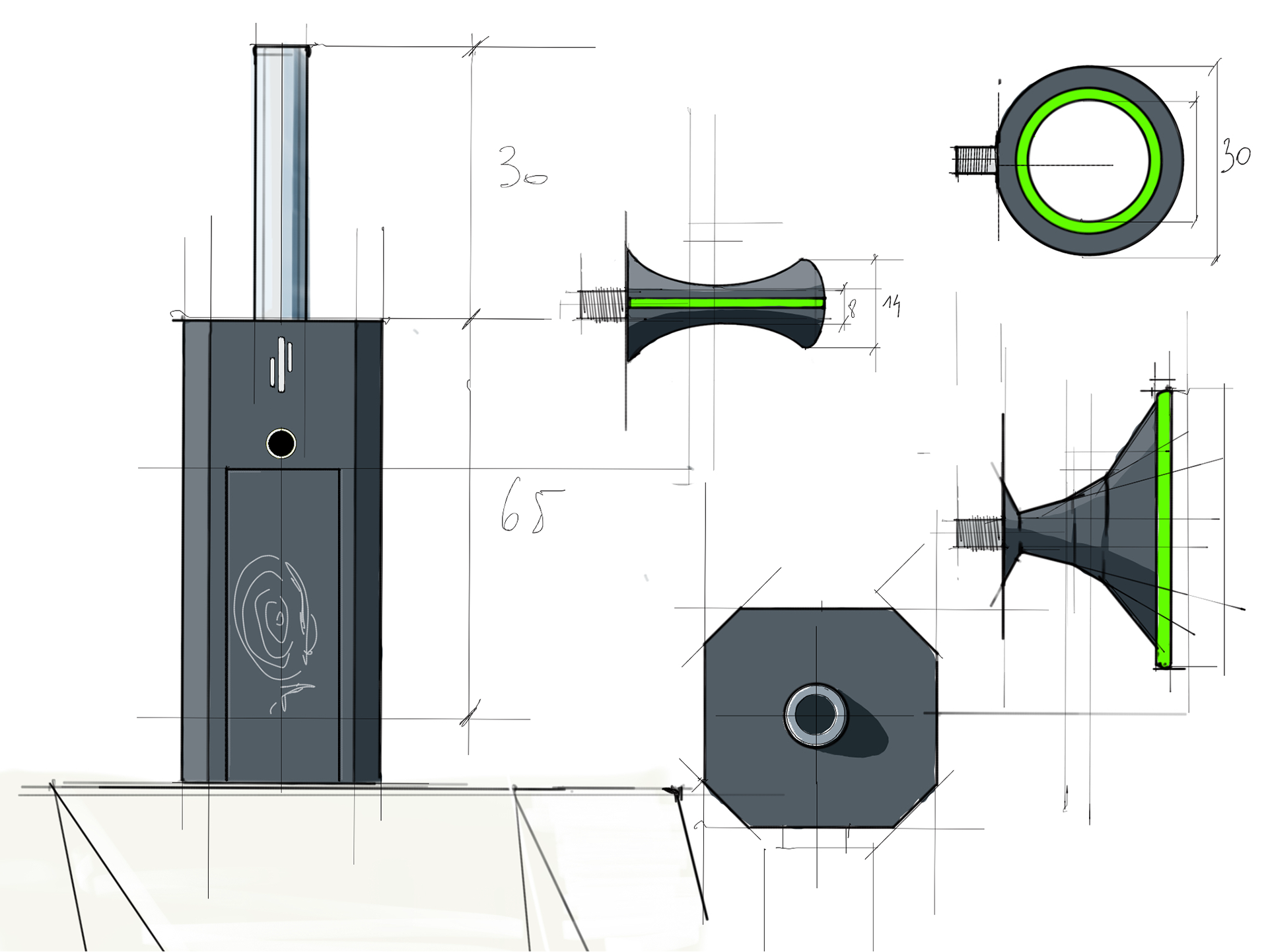 Sketches and concepts – Skietta packaging study 1