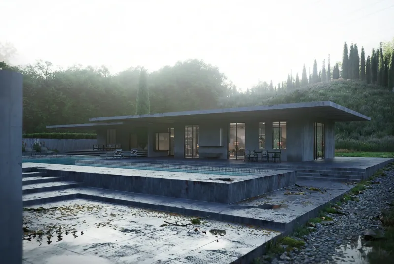 Tuscan brutalism – exterior view 1